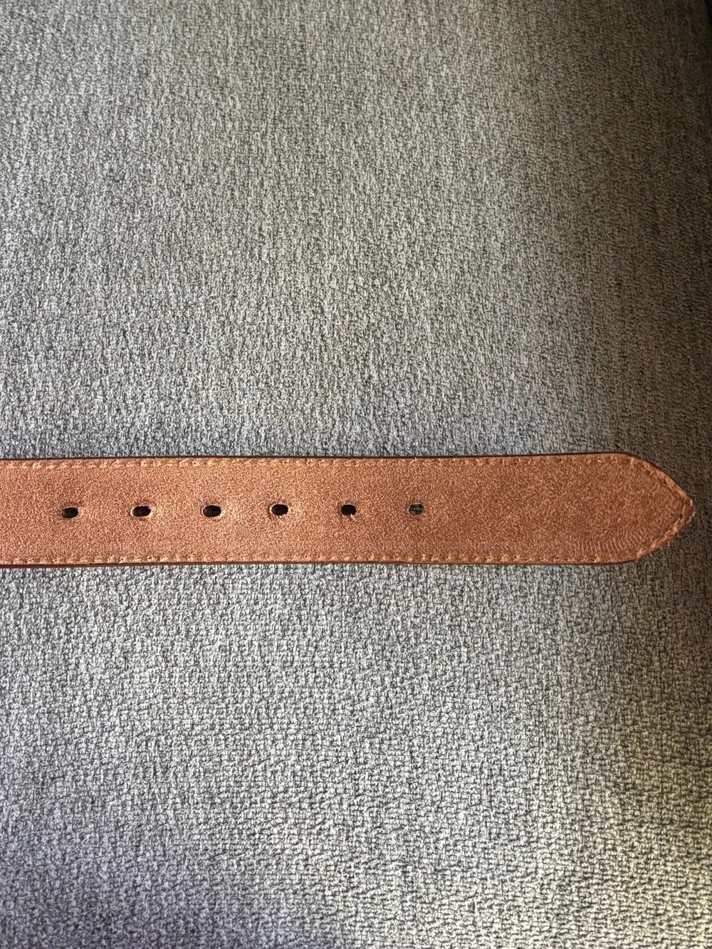 Handmade Mexican Leather Sunflower Embossed Tan Western Belt Silver Tone Buckle